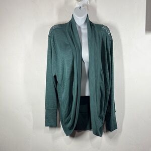 Gypsies & Moondust Women's Green Open Front Sweater size XL